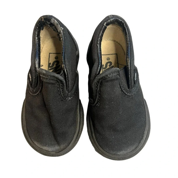 Vans Classic Slip-On Black Canvas Toddler Sneakers Unisex‎ Kids Size 4 - Picture 2 of 8